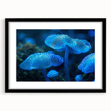Botanical marine plants wall art framed in black, showcasing vibrant colors and intricate details, perfect for home decor or nature-themed interiors.