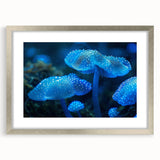 Framed wall art featuring a botanical design of marine plants in a silver frame, showcasing intricate details and vibrant colors, perfect for home decor.