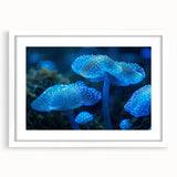 Framed botanical wall art featuring vibrant marine plants in shades of green and blue, displayed with a white mat and stylish frame, perfect for home decor.