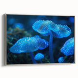 Framed botanical wall art showcasing a marine plants design, featuring intricate floral details in vibrant colors. The canvas is elegantly bordered with a silver frame, perfect for enhancing any interior decor.