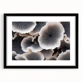 Botanical marine plants wall art collection framed with a black mat, showcasing vibrant floral designs. Ideal for home decor enthusiasts seeking nature-inspired artwork.