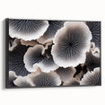 Framed botanical wall art featuring a vibrant marine plants design with a black frame, showcasing colorful flowers on a white background, ideal for home decor.