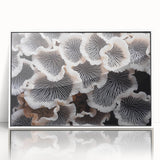 Framed wall art featuring a botanical marine plants design with vibrant colors and intricate details, displayed in a sleek white frame, ideal for coastal-themed decor.