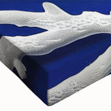 Close-up of a vibrant botanical wall art design featuring marine plants, showcasing intricate details and colors on stretched canvas, perfect for home decor.