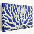 Stretched canvas wall art showcasing a vibrant botanical marine plants design, featuring various shades of green and blue, perfect for coastal decor enthusiasts.