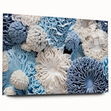 Acrylic glass wall art featuring a vibrant botanical design of marine plants, elegantly displayed from a side view with decorative pins, ideal for home decor.