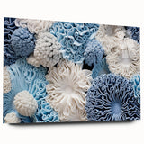 Acrylic wall art showcasing a vibrant botanical marine plants design, displayed from the side to highlight its clear glass finish and intricate details, perfect for modern decor.