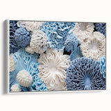 Framed wall art showcasing a botanical marine plants design, featuring vibrant colors and intricate details, presented in a sleek white frame, ideal for home decor.
