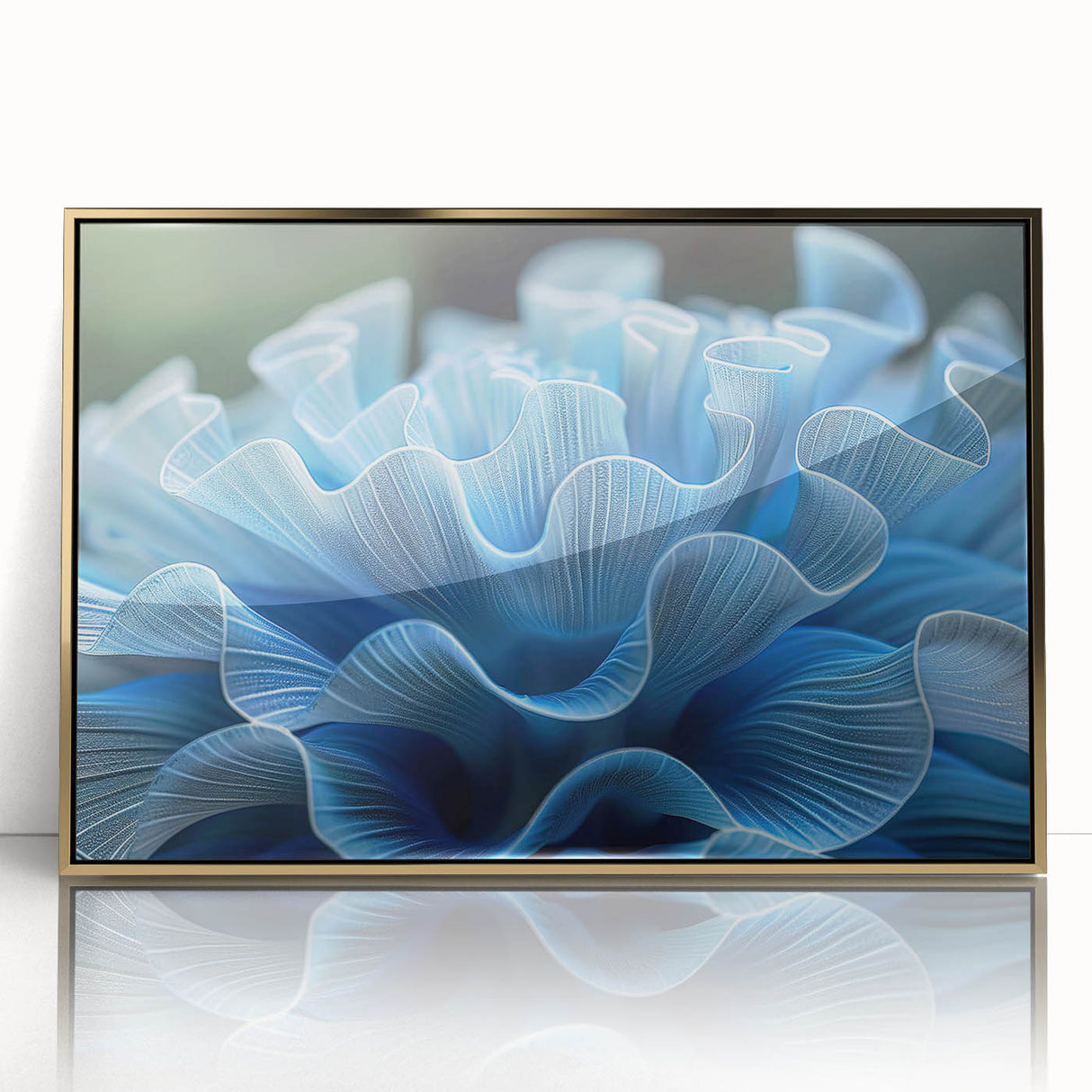 Framed wall art featuring a botanical marine plants design in vibrant colors, set in a gold-accented frame, ideal for coastal-themed home decor.