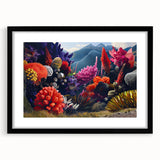 Botanical wall art collection featuring marine plants in a sleek black frame with matting, showcasing vibrant colors and intricate details perfect for home decor.