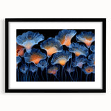 Botanical wall art print showcasing vibrant marine plants in a stylish black frame with matting, perfect for enhancing home decor with a touch of nature.