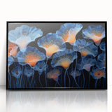 Framed wall art featuring a botanical design of marine plants in vibrant colors, displayed in a sleek black frame, perfect for enhancing coastal decor.