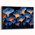 Framed wall art featuring a botanical marine plants design, showcasing vibrant floral elements on a black background, ideal for modern home decor.