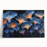 Stretched canvas wall art showcasing a vibrant botanical design of marine plants, featuring rich greens and blues, perfect for coastal-themed decor.