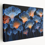 Stretched canvas wall art displaying a vibrant botanical marine plants design, featuring intricate floral patterns and rich colors, perfect for coastal decor.