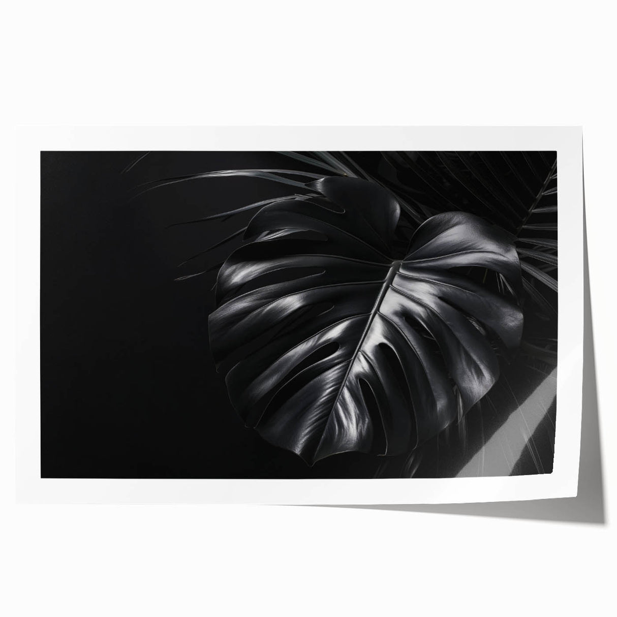 Botanical wall art print featuring a vibrant Monstera leaf design in shades of green, elegantly rolled for easy display and storage, perfect for home decor.