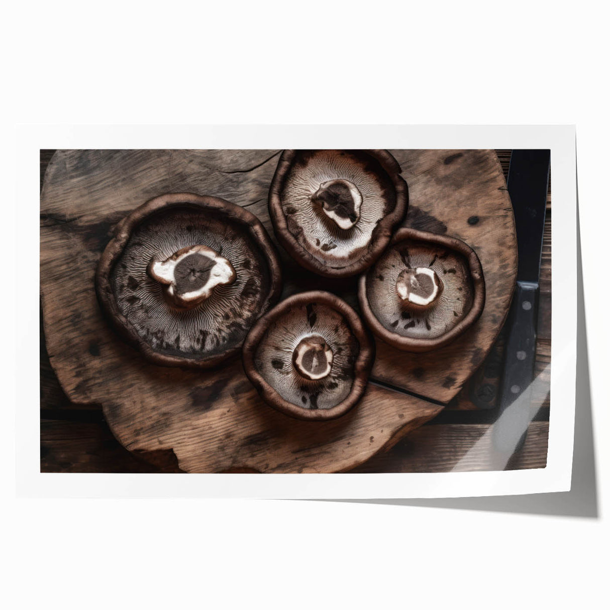 Botanical wall art print showcasing vibrant flowers and mushrooms in a detailed design, rolled for easy display and shipping, perfect for home decor enthusiasts.