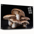 Botanical wall art collection featuring vibrant flowers and mushrooms design printed on acrylic glass, displayed with pins against a neutral background. Ideal for adding a nature-inspired touch to home decor.