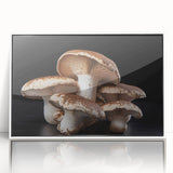 Framed wall art collection showcasing a botanical design with vibrant flowers and mushrooms, set against a white background, perfect for home decor.
