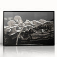 Framed wall art featuring a botanical design of colorful flowers and mushrooms on a black background, showcasing intricate details and a modern aesthetic.