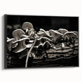 Framed wall art featuring a botanical design of vibrant mushrooms against a black backdrop, showcasing intricate details and colors, perfect for modern decor.