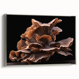 Framed canvas wall art featuring a botanical design of colorful flowers and mushrooms, showcased in a sleek silver frame, adding elegance to any decor.