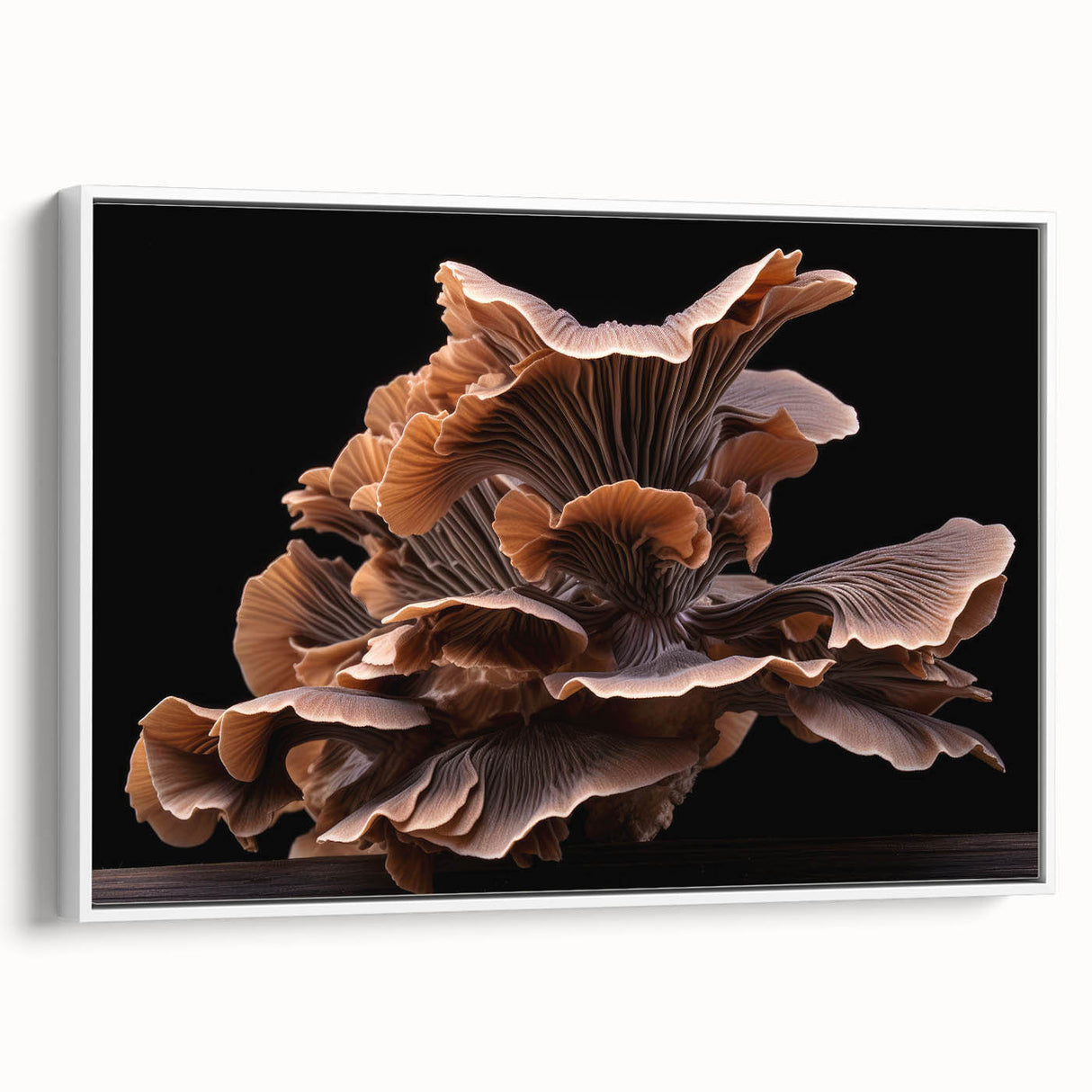 Framed wall art featuring a botanical design of colorful flowers and mushrooms on a white background, showcasing intricate details for a vibrant decor accent.