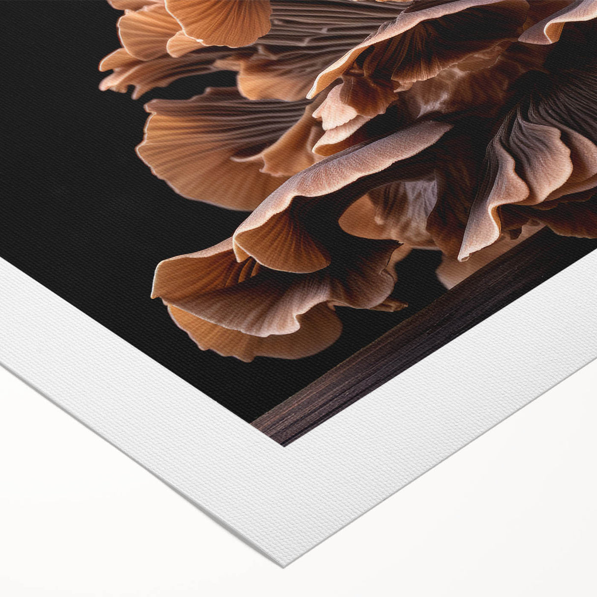 Botanical wall art featuring an intricate design of colorful flowers and mushrooms on rolled canvas, perfect for home decor or nature-inspired themes.