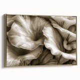 Framed wall art collection showcasing a botanical design featuring colorful flowers and mushrooms, presented in a gold frame, side view. Ideal for enhancing home decor with nature-inspired aesthetics.
