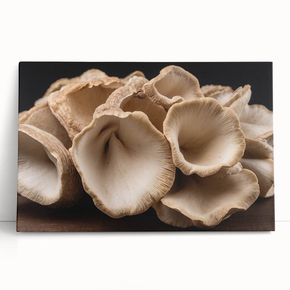 Botanical wall art featuring vibrant flowers and mushrooms in a colorful design, printed on stretched canvas, perfect for enhancing interior decor.
