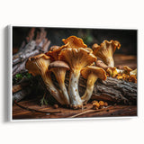 Framed wall art collection showcasing a botanical design of flowers and mushrooms on a white background, highlighting intricate details and vibrant colors. Perfect for enhancing interior decor with a natural theme.