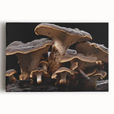 Stretched canvas featuring a vibrant botanical design with intricate flowers and mushrooms, showcasing rich colors and details, ideal for enhancing home decor.