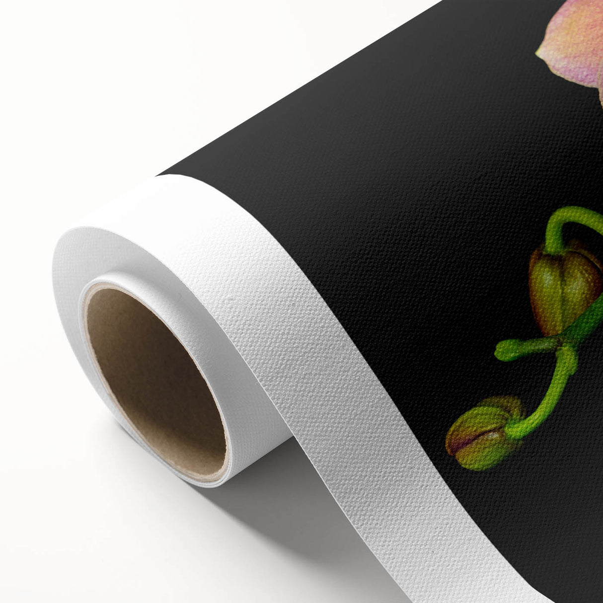Orchid botanical design wall art on rolled canvas, showcasing vibrant colors and intricate details, perfect for home decor. Sturdy packaging ensures safe delivery.