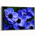 Framed botanical wall art featuring a colorful pansy design on a black background, showcasing vibrant hues and intricate floral details, ideal for home decor.
