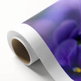 Vibrant botanical wall art featuring a detailed pansy design on rolled canvas, showcasing rich colors and intricate floral patterns, perfect for home decor.