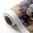 Colorful botanical wall art featuring a vibrant pansy design on rolled canvas, ideal for home decor, showcasing intricate details and rich hues.