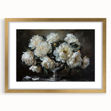 Botanical wall art featuring a beautiful peony design framed in elegant gold, showcasing vibrant pink and white flowers against a soft background, perfect for home decor.