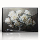 Framed wall art featuring a botanical peony design in vibrant pink and green hues, presented in a sleek black frame, perfect for enhancing modern home decor.