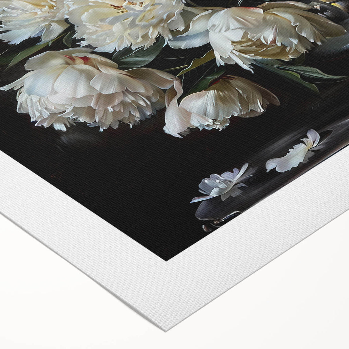 Botanical wall art featuring an elegant peony design on rolled canvas, showcasing vibrant pink and green colors, perfect for home decor or gifting.