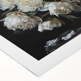 Botanical wall art featuring an elegant peony design on rolled canvas, showcasing vibrant pink and green colors, perfect for home decor or gifting.