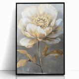 Framed acrylic wall art showcasing a botanical peony design with a black frame, perfect for adding elegance to home decor. Ideal for floral art enthusiasts.