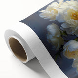 Rolled canvas artwork showcasing a vibrant botanical peony design with soft pink and green hues, perfect for home decor and floral enthusiasts. Ideal for adding elegance to any room.