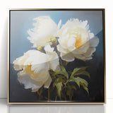 Framed wall art featuring a botanical peony design in vibrant pink and gold colors, elegantly displayed in an acrylic frame, perfect for home decor.