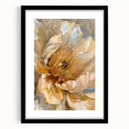 Framed botanical wall art featuring a detailed peony design, accented with a sleek black frame and mat, perfect for home decor. Ideal for flower enthusiasts.