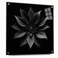 Elegant botanical wall art featuring a vibrant poinsettia design printed on acrylic glass, showcased in a side view with decorative pins, perfect for home decor.