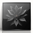 Framed acrylic wall art featuring a vibrant botanical poinsettia design against a sleek black background, perfect for enhancing modern home decor.