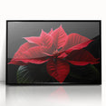 Framed acrylic wall art featuring a vibrant botanical design of poinsettias against a black background, perfect for enhancing modern decor with a touch of nature.