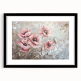 Black framed wall art featuring a vibrant botanical poppy design, showcasing detailed floral illustrations on a white background, perfect for home decor.