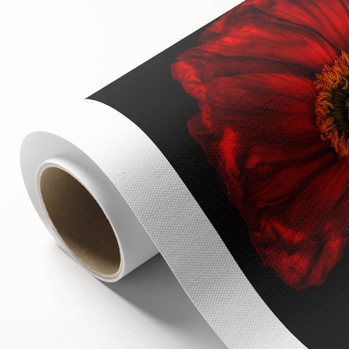 Botanical wall art featuring vibrant poppy flowers in a colorful design, printed on rolled canvas, ideal for home decor and enhancing interior aesthetics.