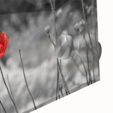 Close-up of a vibrant poppy wall art design in a botanical style, showcasing intricate details and vivid colors, perfect for enhancing home decor aesthetics.